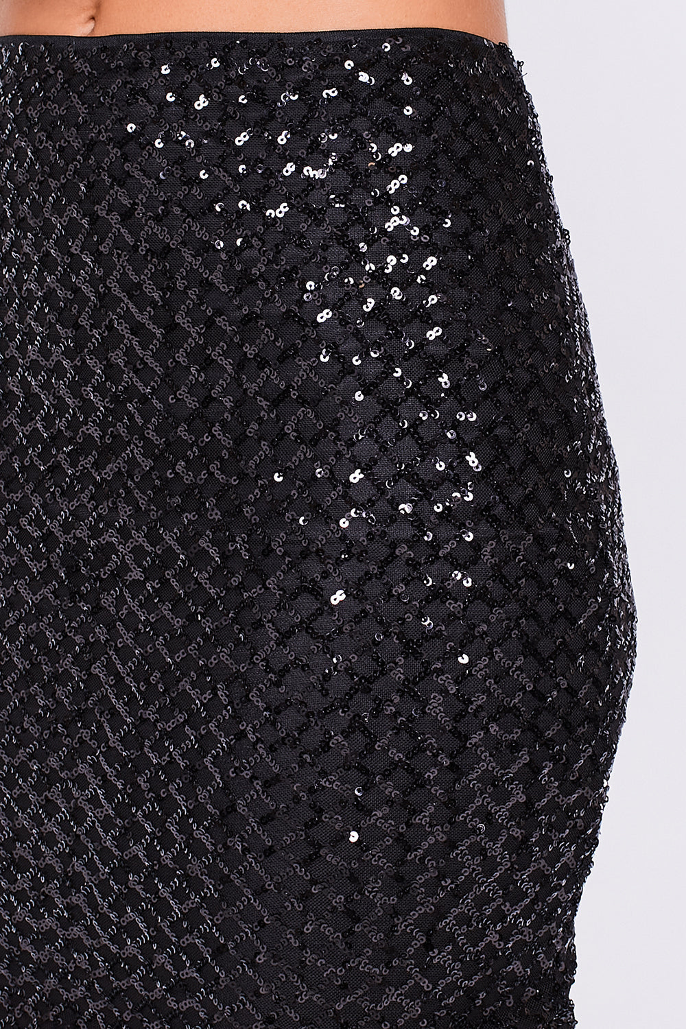High Waist Sequin Mini Skirt Black