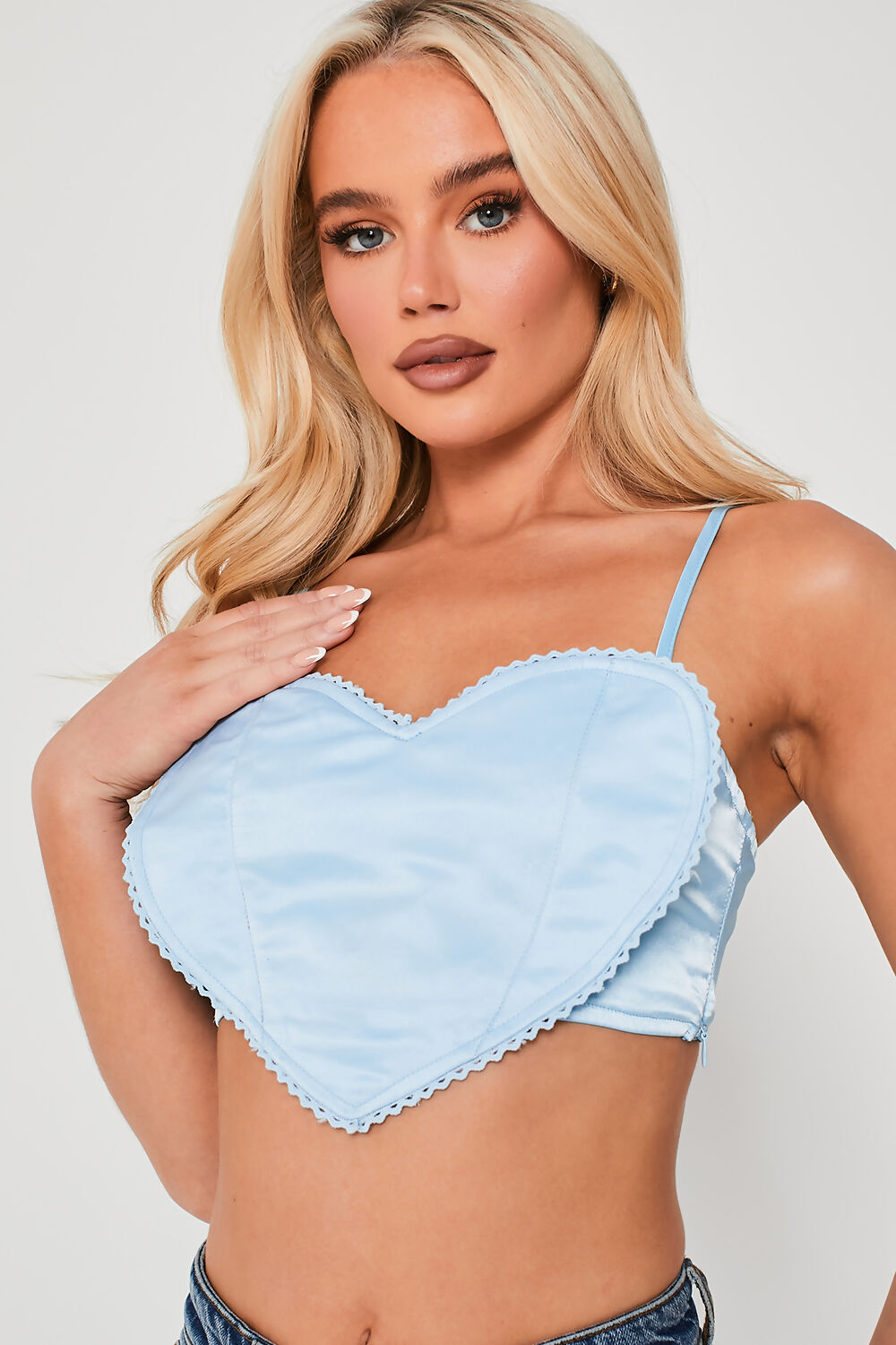 Heart Shaped Crop Top Powder Blue