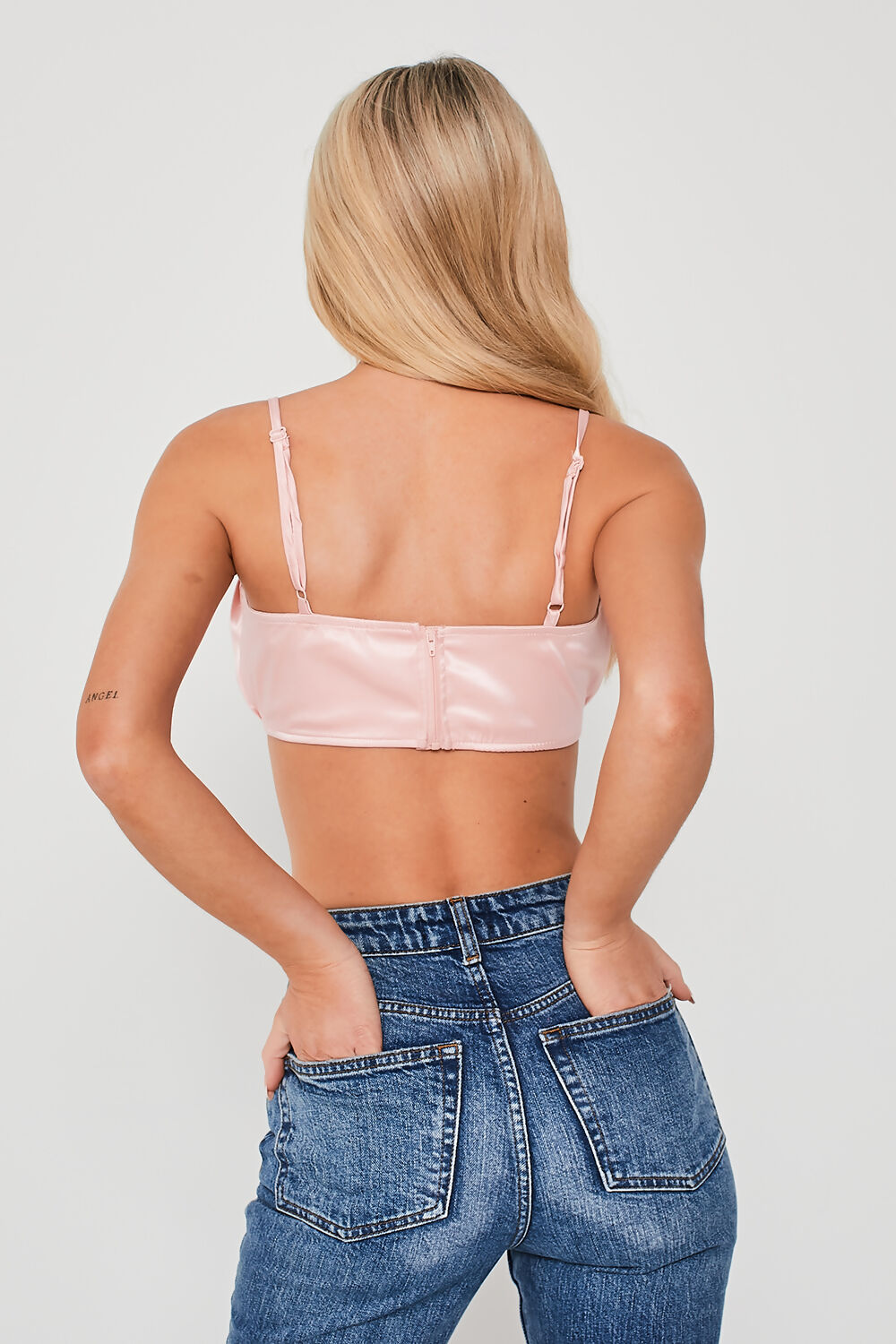 Frill Trim Crop Top Pink
