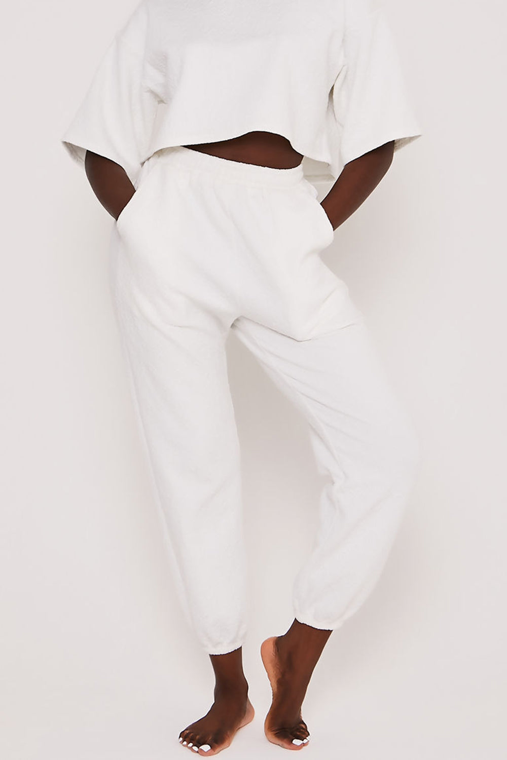 Jacquard Jersey Casual Joggers White