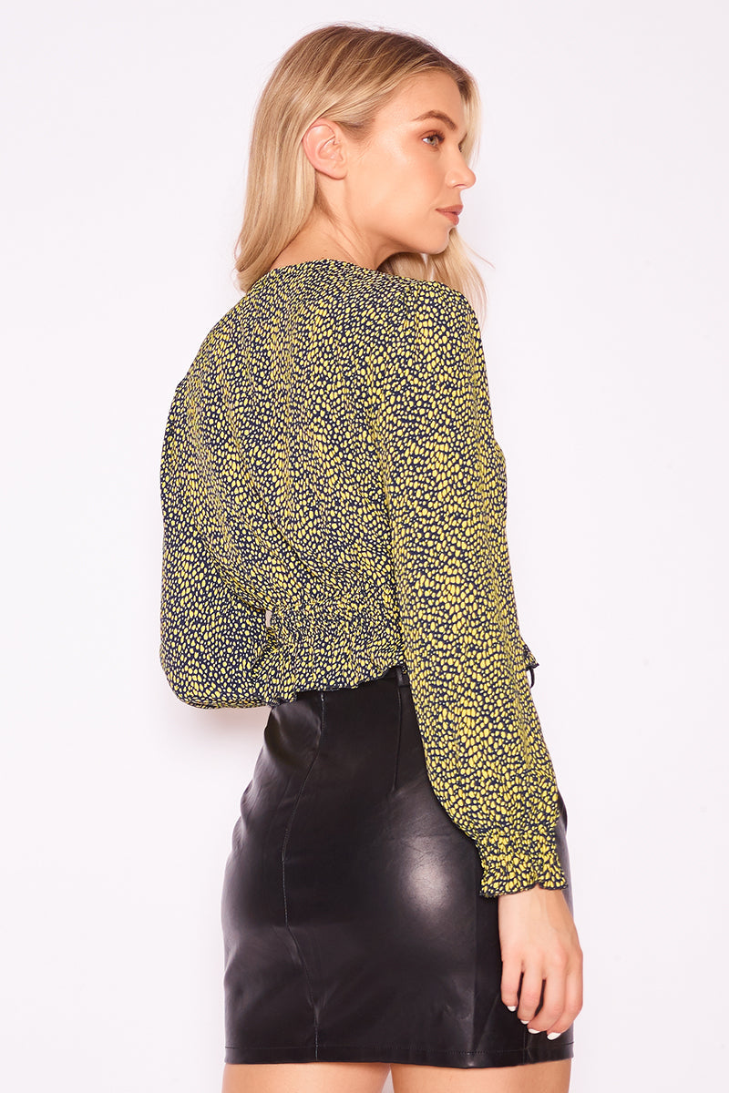 Leopard Shirring Elastic Snake Blouse