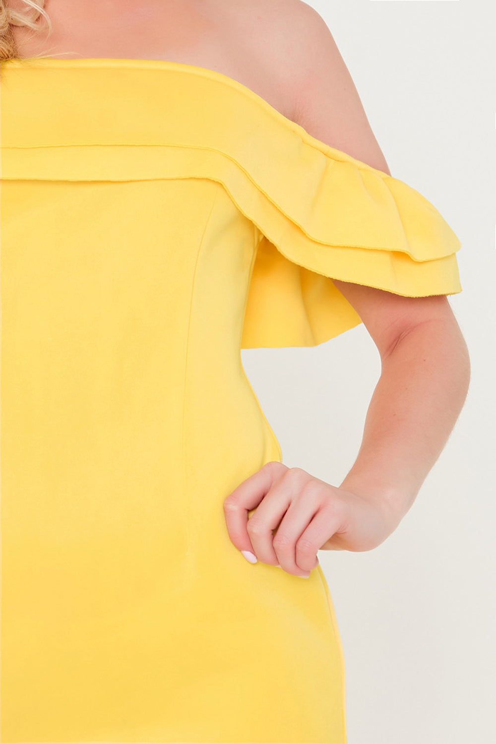 Bardot Ruffle Premium Scuba Mini Dress