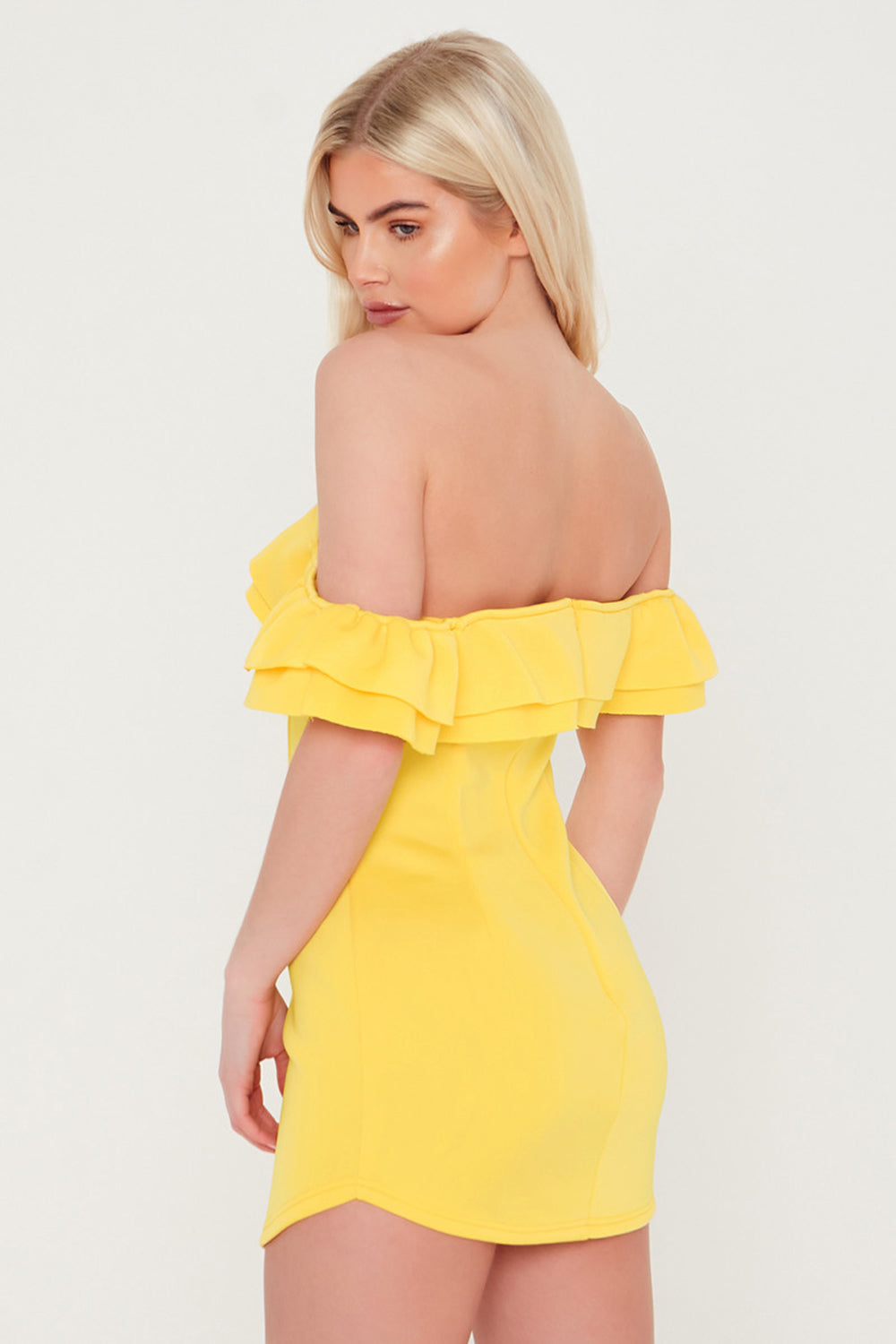 Bardot Ruffle Premium Scuba Mini Dress