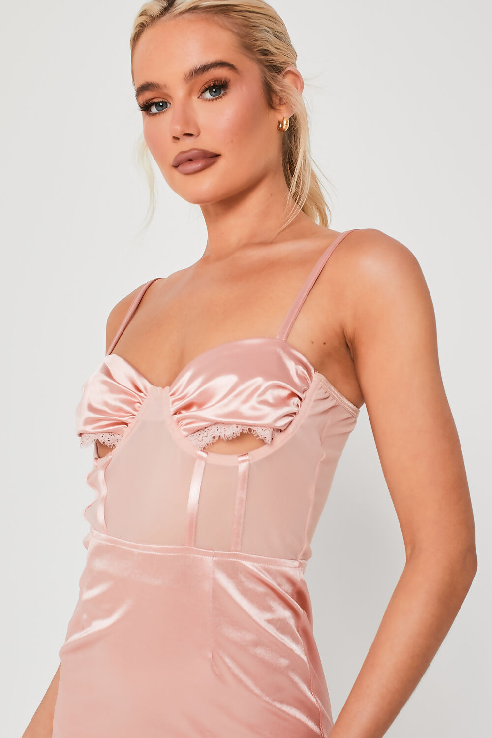 Cutout Bust Bodycon Mini Dress Rose Pink