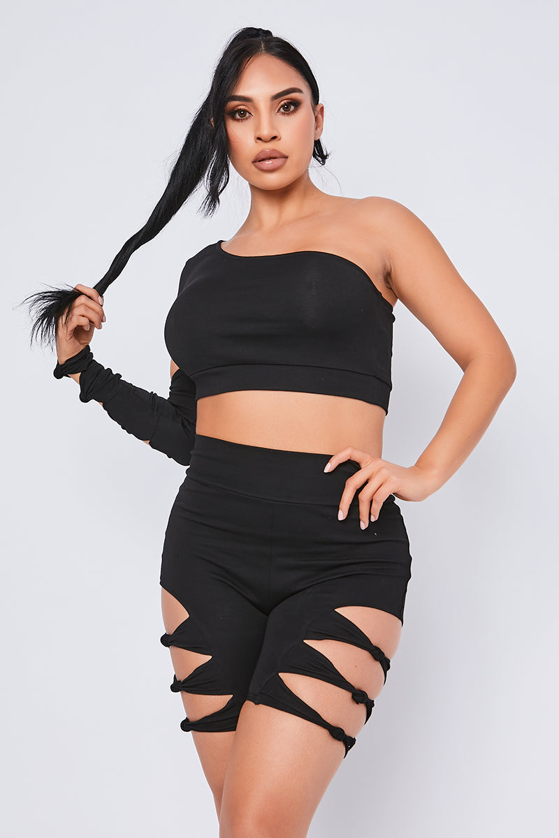 Knot Side Cycling Shorts Black