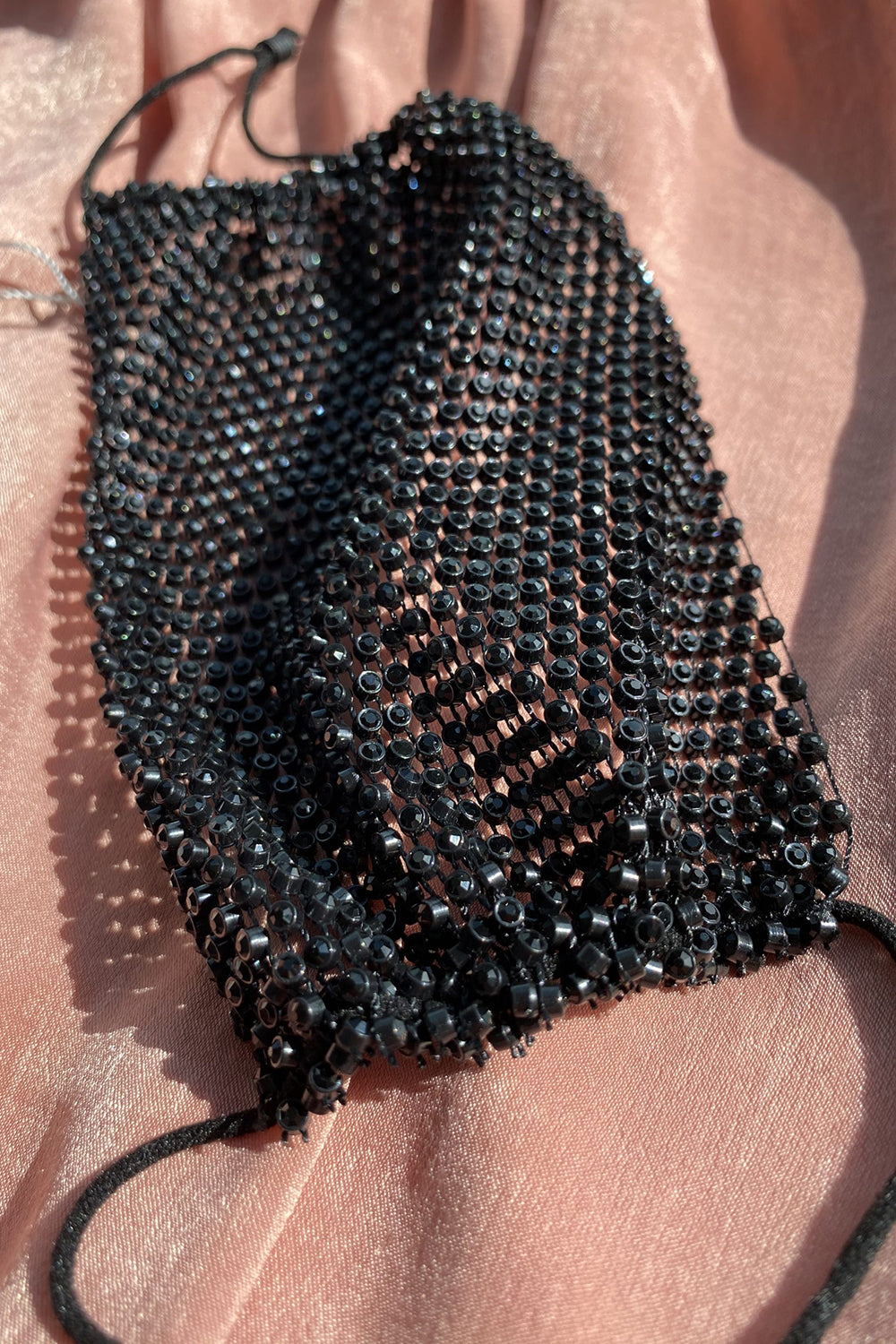 Black Diamante Unlined Fashion Face Mask