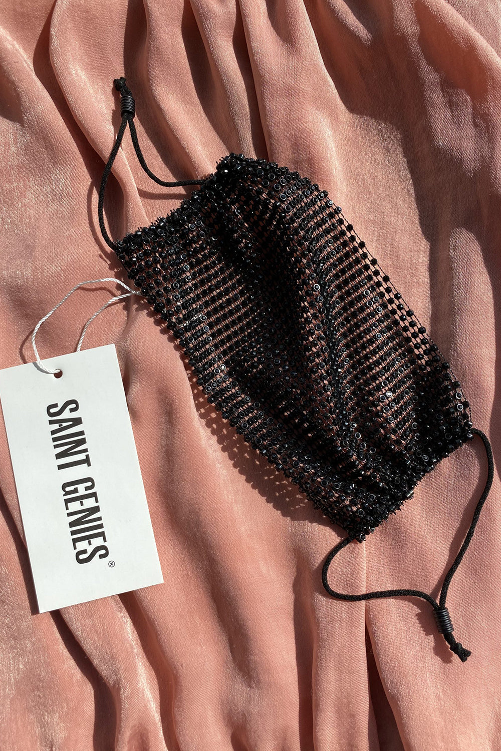 Black Diamante Unlined Fashion Face Mask