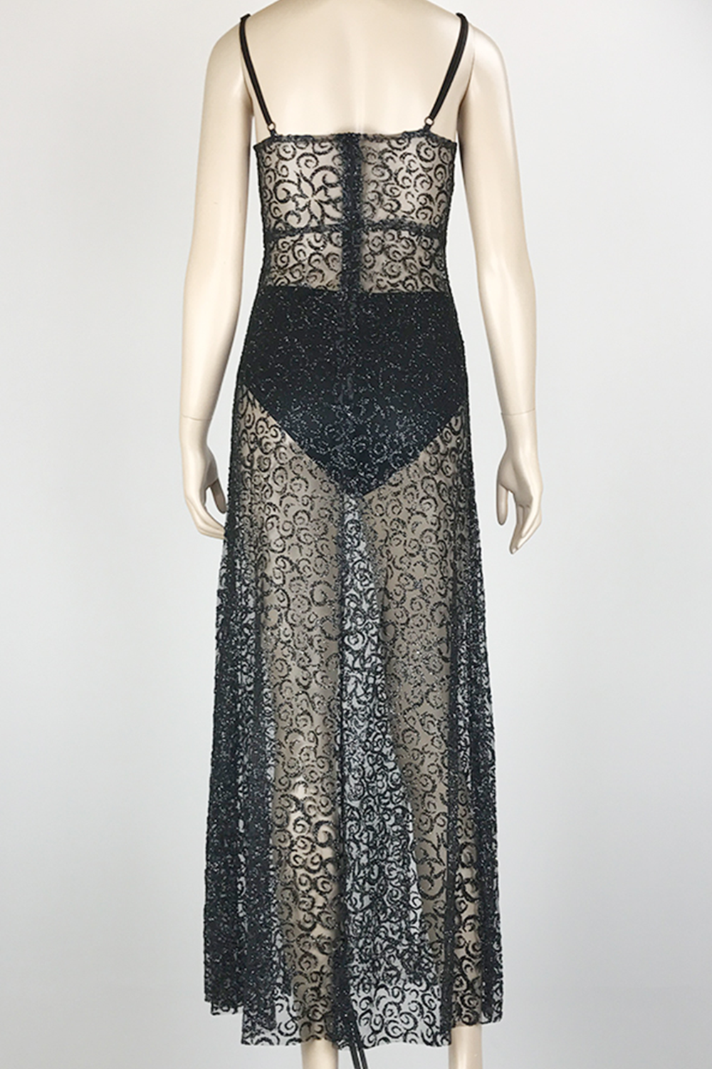 Cami Glitter Maxi With Split Black