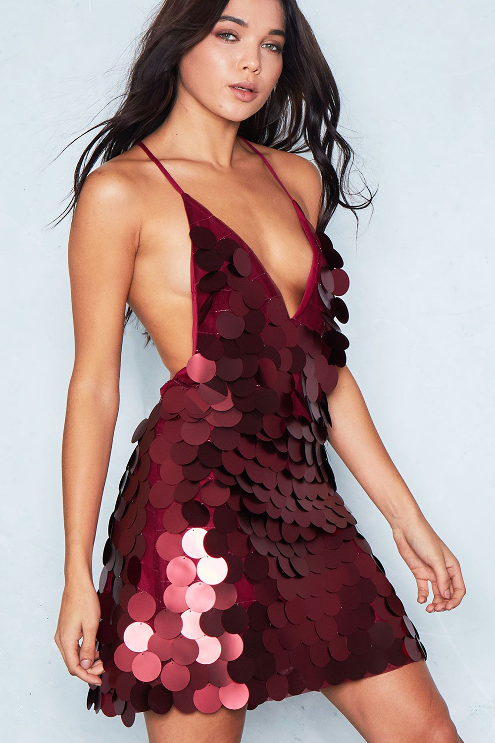 saint genies red dress Saint Genies slinky waterfall bodycon dress in red