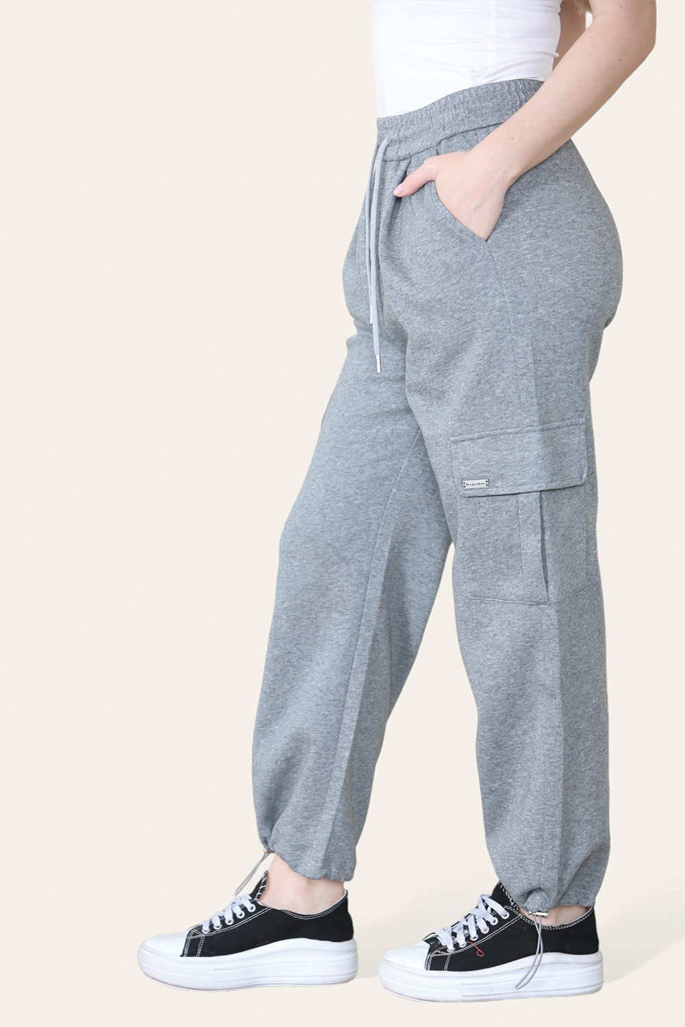 Grey Essential Cargo Joggers Trousers side