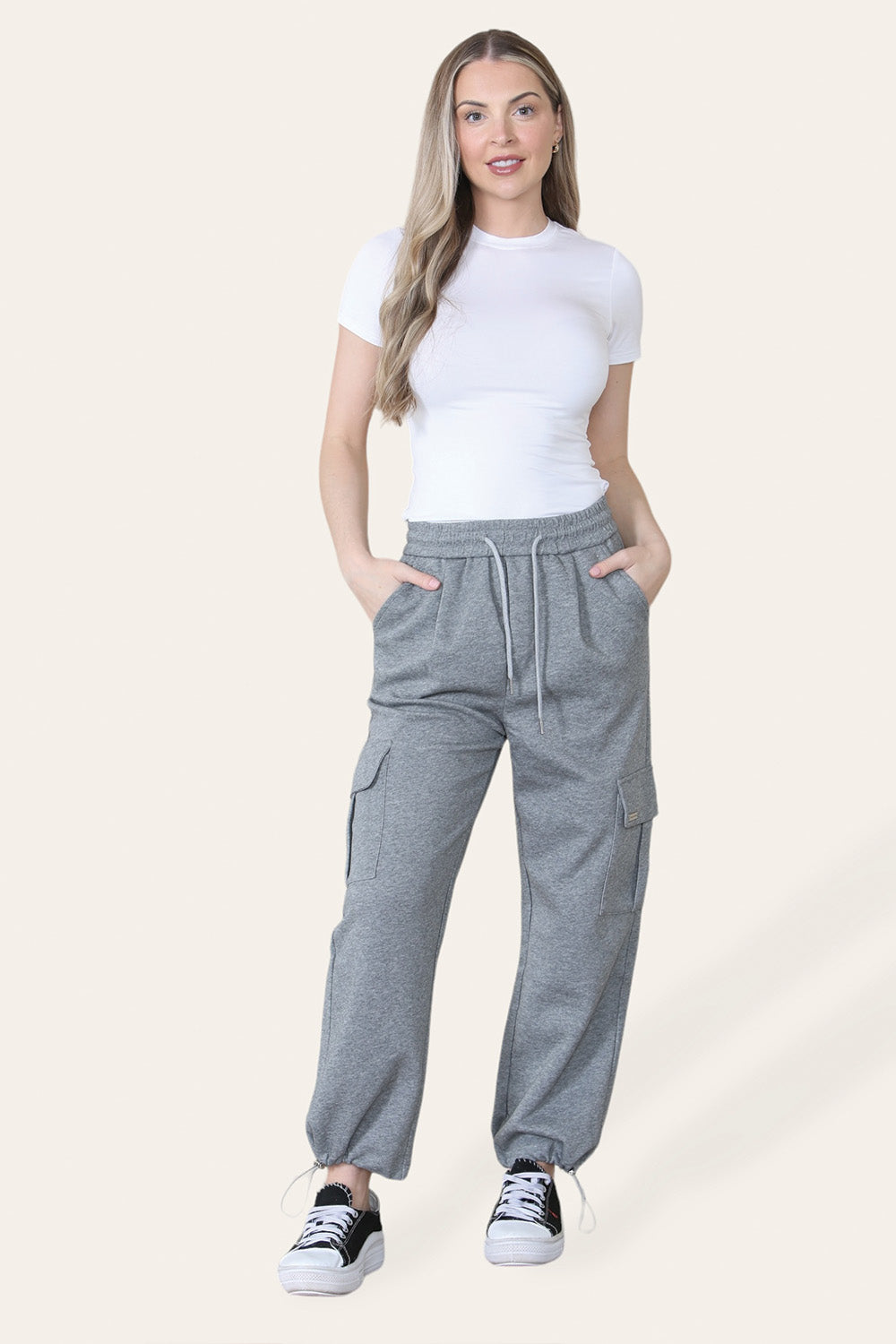 Grey Essential Cargo Joggers Trousers front