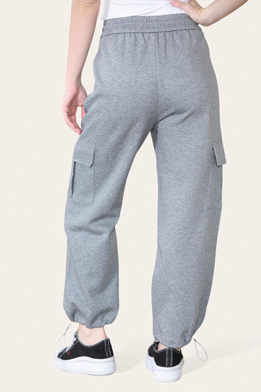 Grey Essential Cargo Joggers Trousers back
