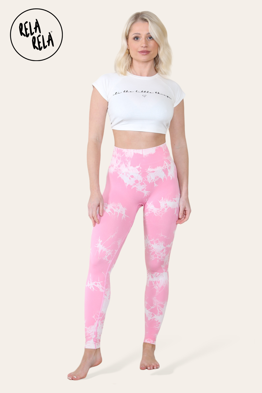 Marble Tie Dye High Waisted Scrunch Bum Leggings in Barbe Pink