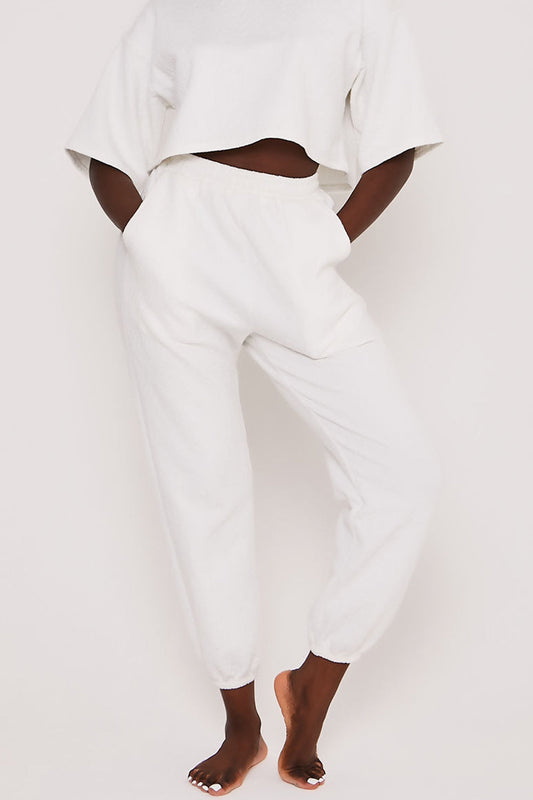 Jacquard Jersey Casual Joggers White