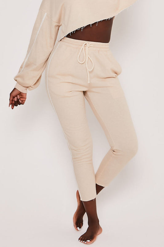Loopback Jersey Drawstring Tapered Joggers Stone