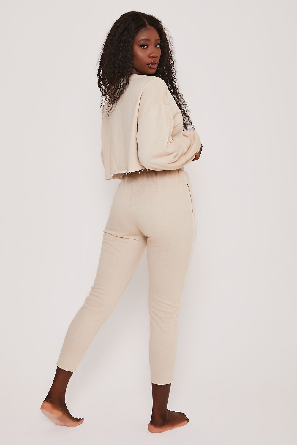 Loopback Jersey Drawstring Tapered Joggers Stone