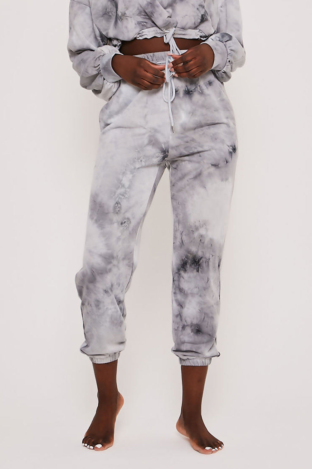 Tie Dye Drawstring Casual Joggers Grey