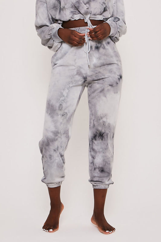 Tie Dye Drawstring Casual Joggers Grey