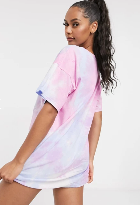 Loungewear Oversized T Shirt Dress In Multi Tie Dye