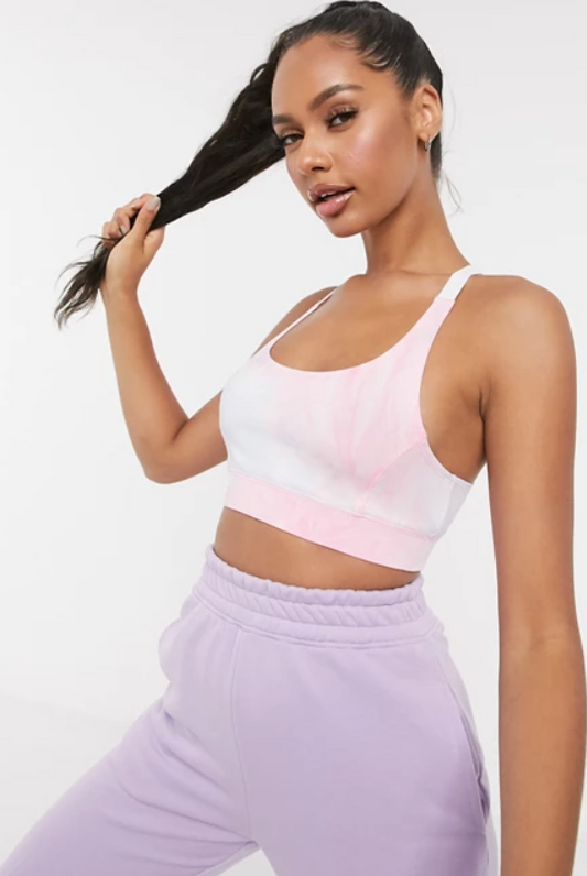 Loungewear Cross Back Crop Top In Multi Tie Dye