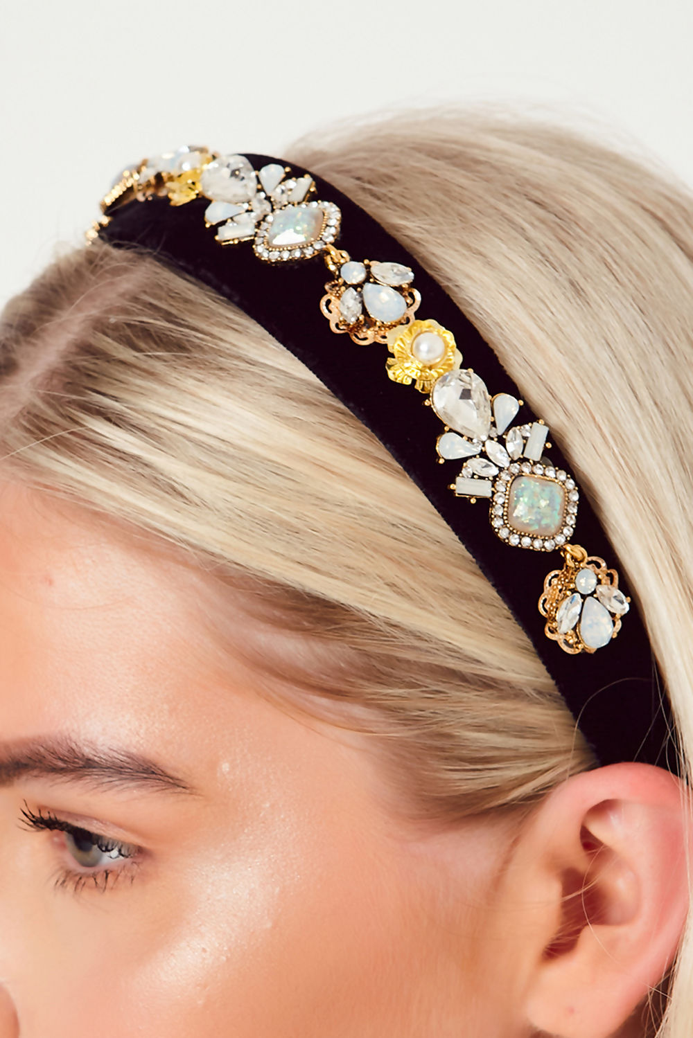 Jewel Embellished Headband Black