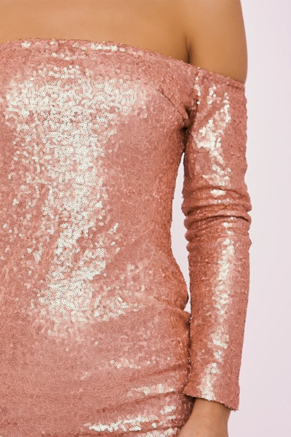 Rose Gold Sequin Full Sleeve Bodycon Dress