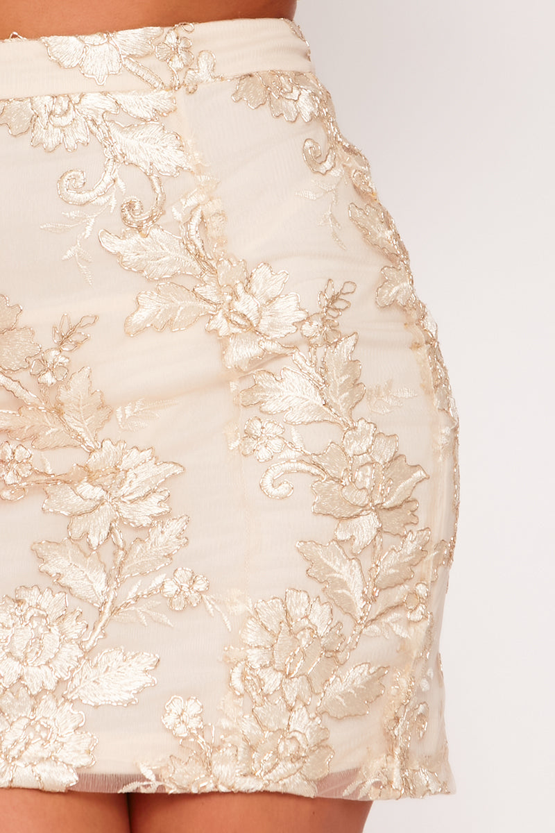 Sweetheart Neckline Sequin Co-Ords Nude