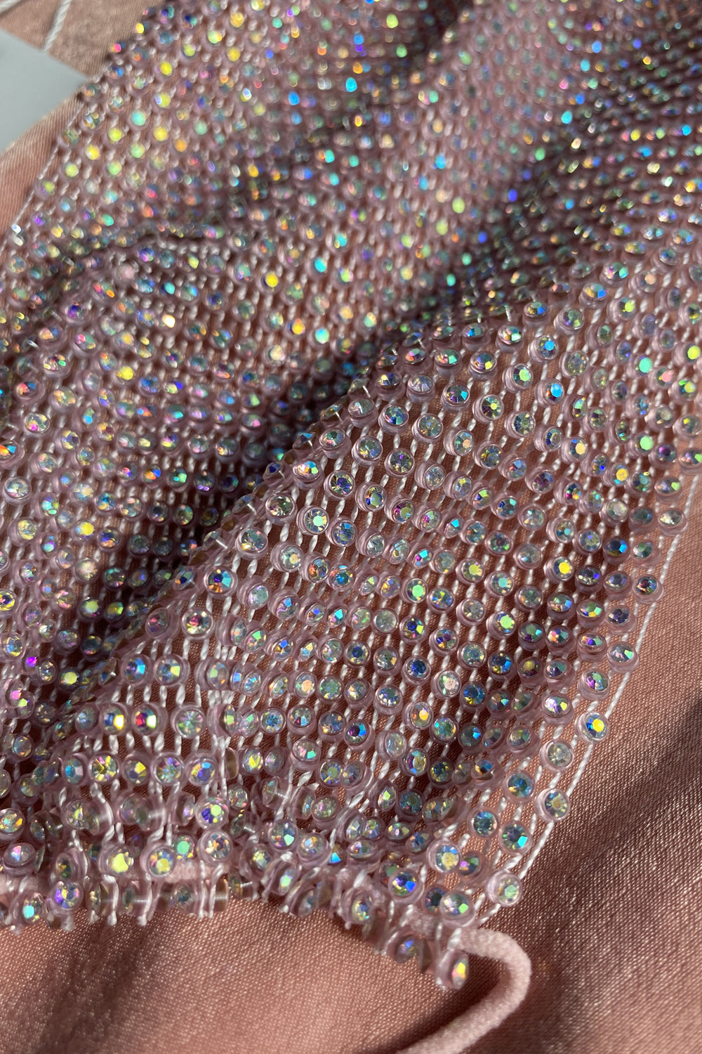 Pink Diamante Unlined Fashion Face Mask