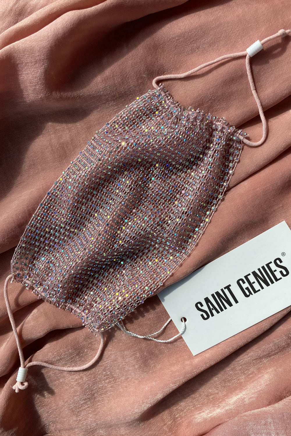 Pink Diamante Unlined Fashion Face Mask