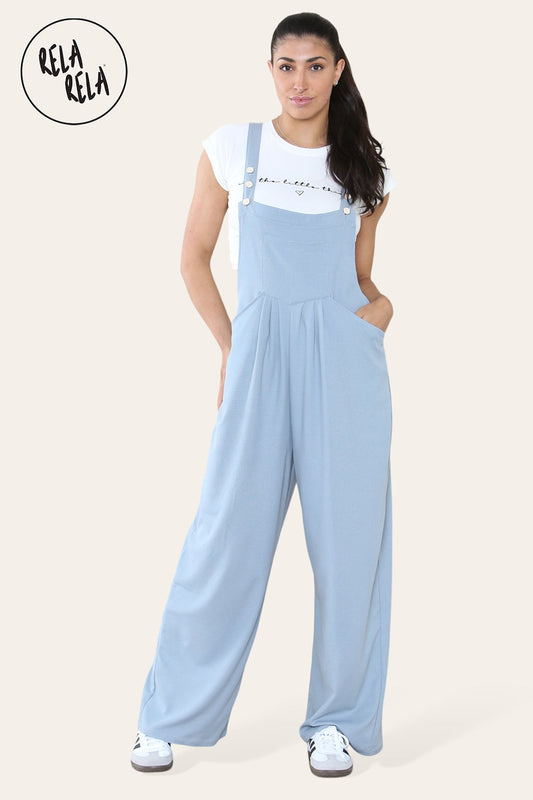 Adjustable Strap Button Multiple Pockets Casual Overalls Hourglass Dungarees in Blue