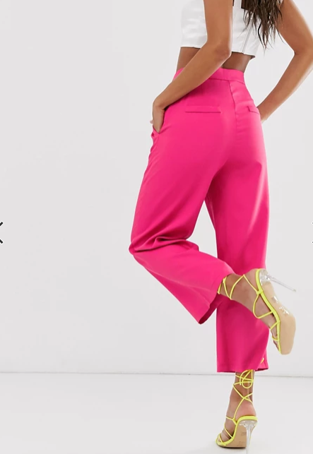 Tailored Wide Leg Trouser In Hot Pink