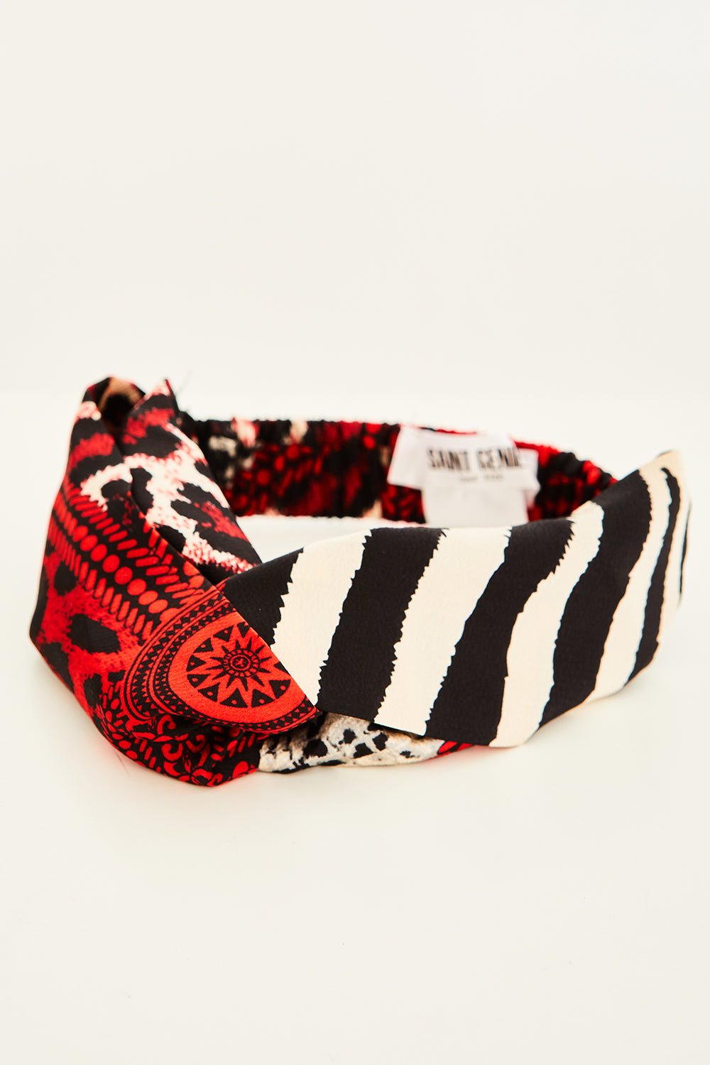 Red Snake Scarf Print Loop Front Headband