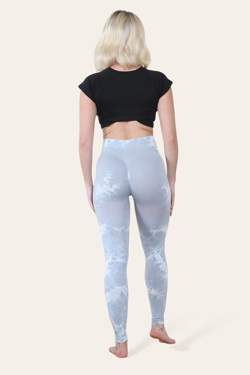 Marble Tie Dye High Waisted Scrunch Bum Leggings in Grey back