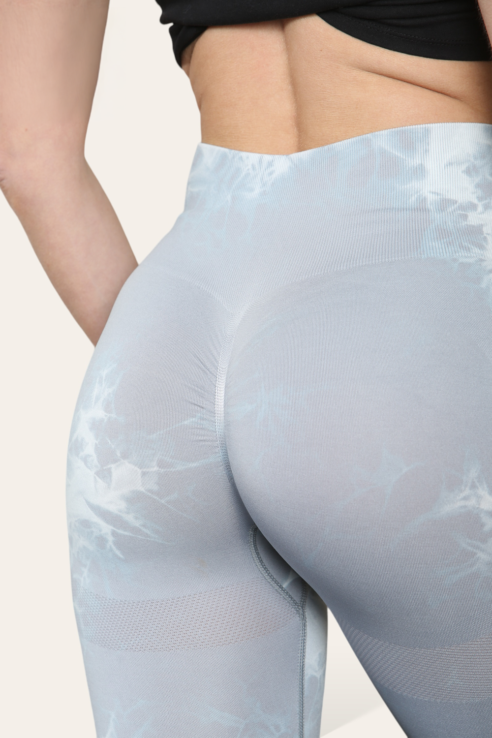 Marble Tie Dye High Waisted Scrunch Bum Leggings in Grey detail